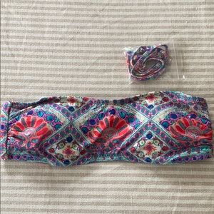 Paisley bandeau swim top with straps